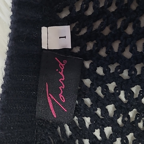 Y2K Torrid USA Made Black Chunky Loose Knit Quarter Sleeve Top Plus Size 1 - Picture 10 of 11